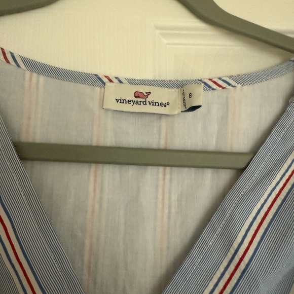 Vineyard Vines Nicholls Stripe Seersucker Tie-Waist Mini Dress in Bimini Blue 8 - Picture 5 of 5